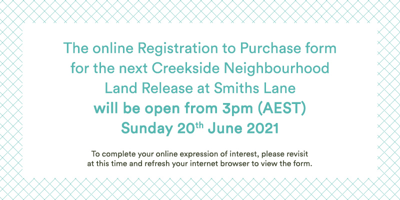 Smiths Lane EOI opens Sunday 16th May